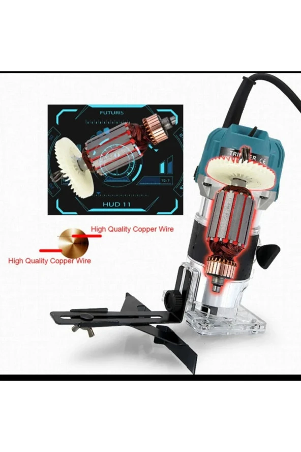 Moonshop 3100 Watt Profesyonel Formika Traşlama Freze Makinası Ve Uçları 6 Mm Pens 2 Yıl Garantili - 6