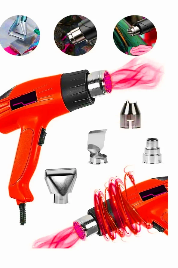 Moonshop Pro Alman Teknoloji 2950 Watt Darbeye Dayanıklı Kademeli Sıcak Hava Tabancası Hediyeli Ürün