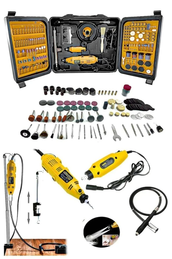 Moonshop Pro Seri 350 Parça Çift Makinalı Çok Fonksiyonlu Gravür Oyma Dremel Taşlama Zımpara Kesme Set