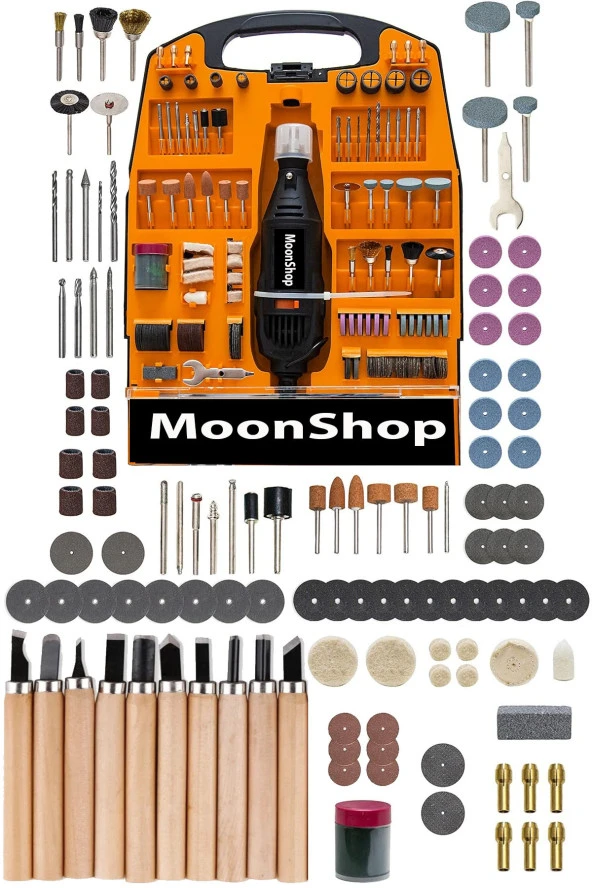 Moonshop Japon 1059 Wf Çelik Şanzıman Çok Amaçlı Devir Ayarli 310 Parça Hobi Gravür Seti Bakır Sargı
