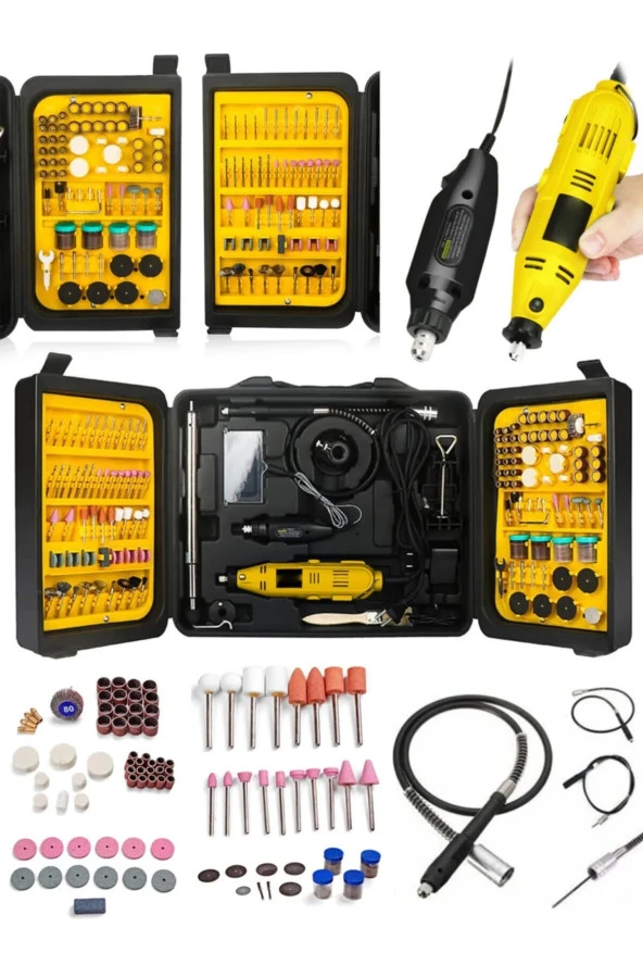 Moonshop Pro Seri 350 Parça Çift Makinalı Çok Fonksiyonlu Gravür Oyma Dremel Taşlama Zımpara Kesme Set - 2