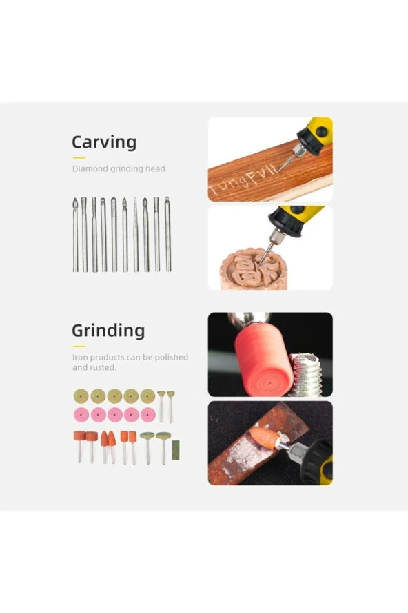 Moonshop Pro Seri 350 Parça Çift Makinalı Çok Fonksiyonlu Gravür Oyma Dremel Taşlama Zımpara Kesme Set - 4