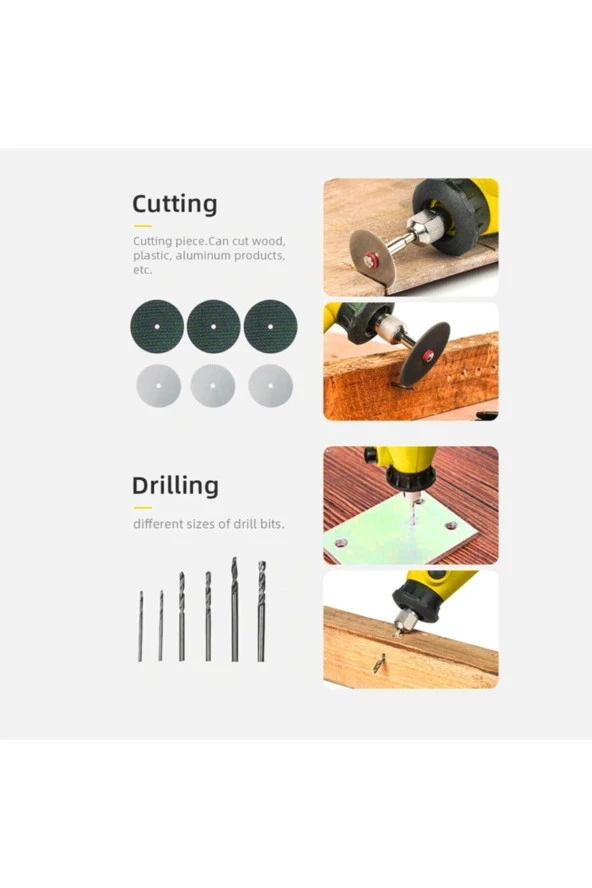 Moonshop Pro Seri 350 Parça Çift Makinalı Çok Fonksiyonlu Gravür Oyma Dremel Taşlama Zımpara Kesme Set - 6