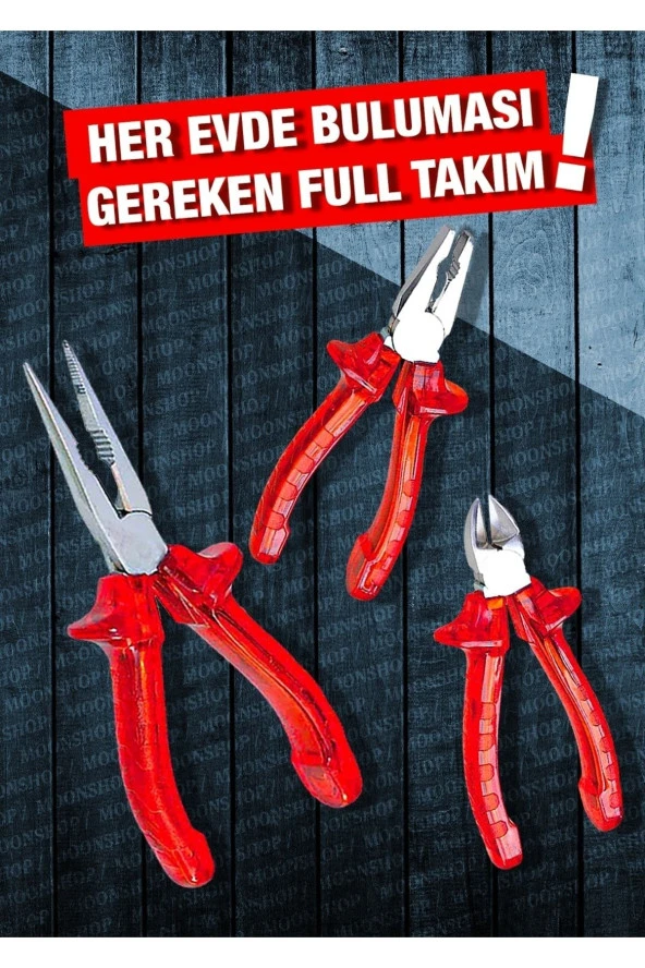 Moonshop 3 Lü Pense Seti Tornavida Takımı Çekiç Makas Falçata Metre Takım Çantası - 2