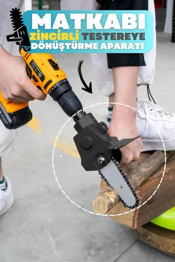 Moonshop Zincirli Testere Dönüştürücü Şarjlı Elektrikli Matkap Için Taşınabilir Ahşap Testere Adaptörü