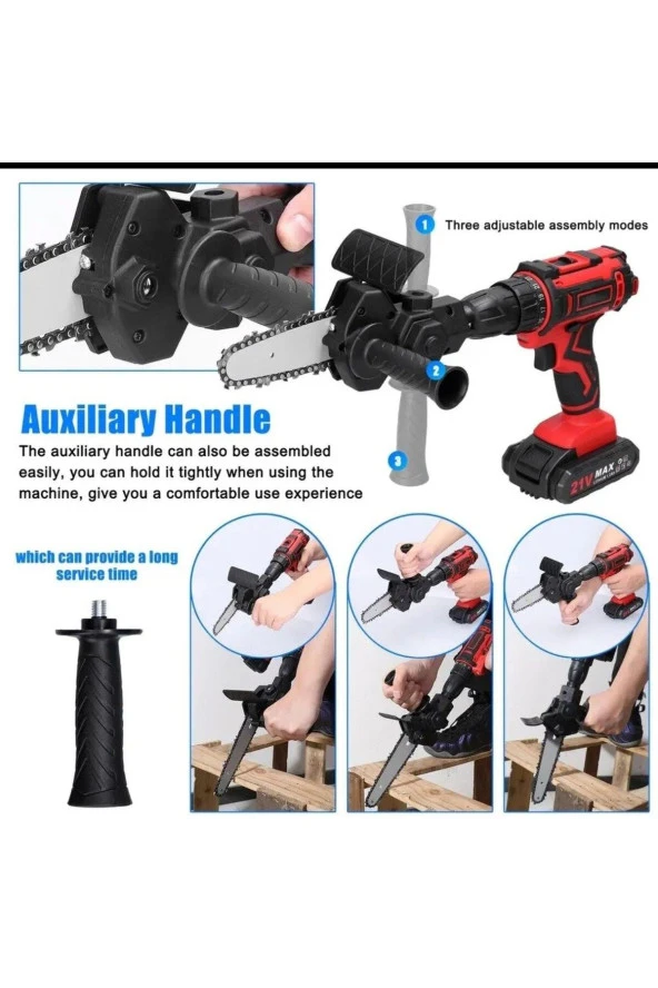 Moonshop Pro Zincirli Testere Dönüştürücü Şarjlı Elektrikli Matkap Için Taşınabilir Ahşap Testere Adaptörü - Resim 3