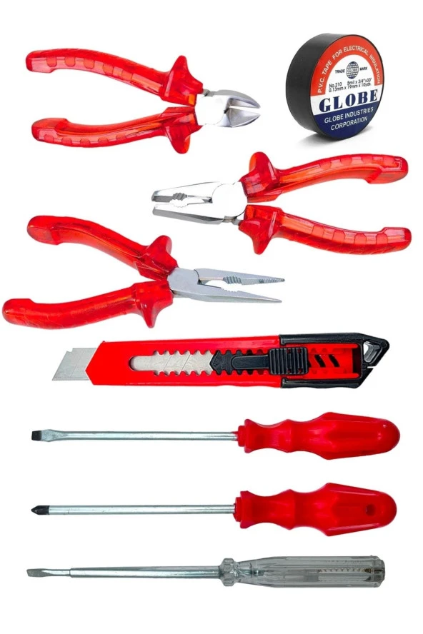 Moonshop 3 Lü Pense Set 3 Lü Tornavida Takımı Elektrik Bandı Falçata Hediiyeli Set