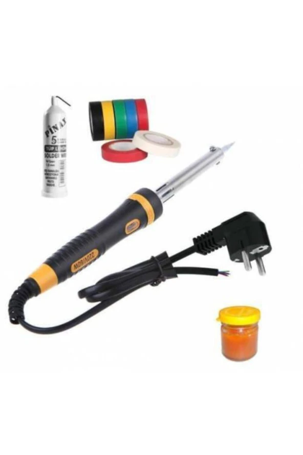 Moonshop 60 Watt Leyim Seti Topraklı Kaliteli Lehim Tabanca Tüp Set Kalem Havya Makinesi 4 Parça Tamir Set
