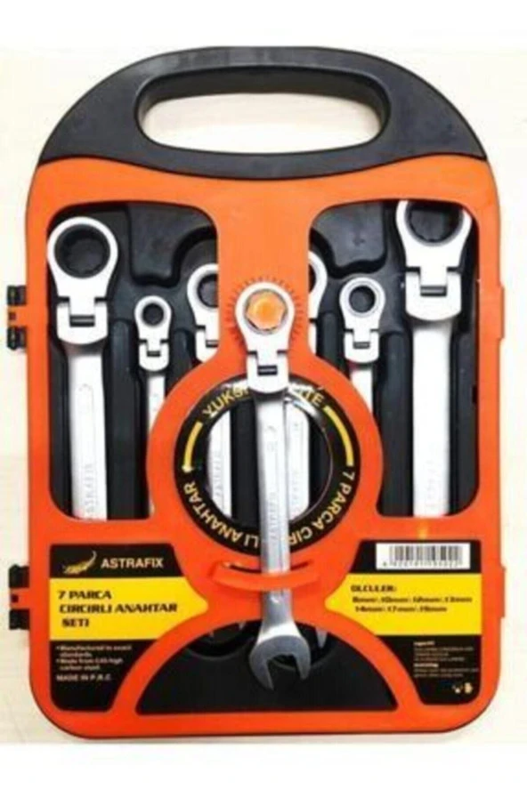 Moonshop Makro 7 Parça Mafsallı Cırcır Anahtar Seti Cırcır Set 8-19 Mm