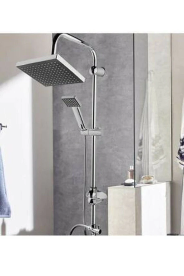 Moonshop Duş Robotu Başlığı Boncuklu Lüx Siyah Kare Tepe Yağmurlama Duş Başlığı Seti Robotu