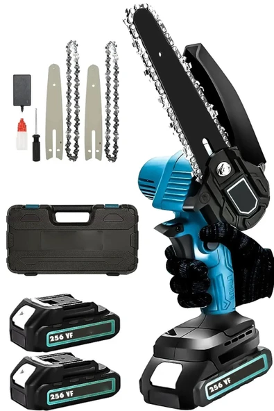 Moonshop Alman Teknoloji 256 Vf 12 Ah Çift Bataryalı Şarjlı El Testeresi Ağaç Kesme Dal Budama Uzun Kısa Pala ürün görseli
