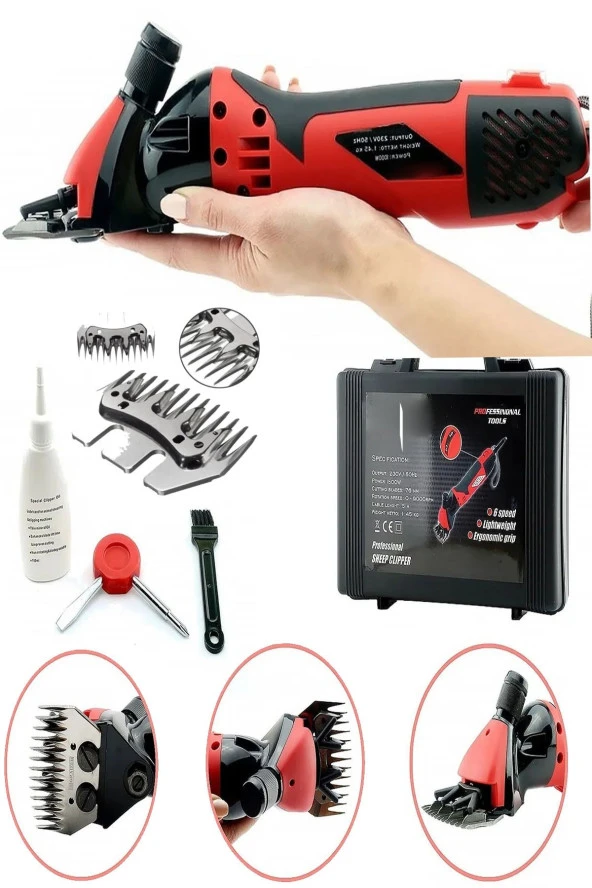 Moonshop Alman Design 4600 Watt Çift Metal Şanzuman Koyun Keçi Kirkma Kirpma Makinesi 3 Takım Bıçak Hediyeli.