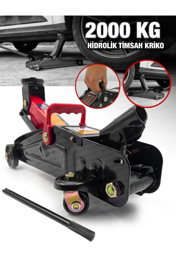 Moonshop Pro Seri 2,5 Tona Kadar Arabalı Tekerlekli Hidrolik Kriko Plastik Taşıma Çantalı 2 Yıl Garantili - 2