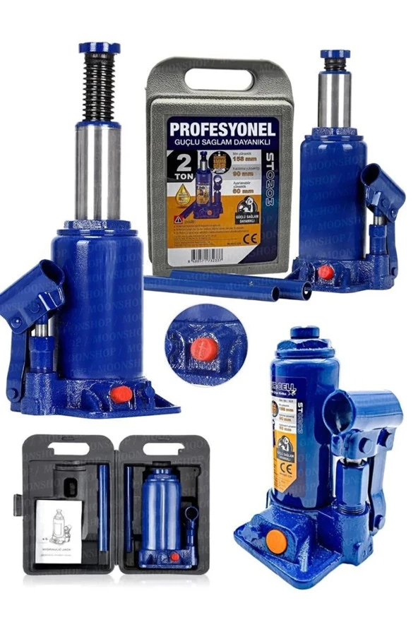 Moonshop Pro Seri Alman Çelik Şase 2 Ton Hidrolik Araba Karavan Oto Şişe Krikosu Tse Kontrollü Ürün