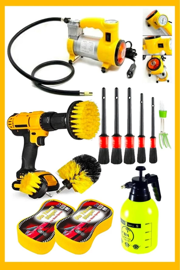 Moonshop Hava Kompresörü İlaçlama Detaylı Temizleme Fırçası Çizik Onarıcı Ped Full Set
