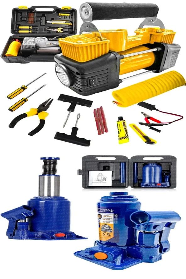Moonshop Lastik Hava Kompresörü Ve 2 Ton Şişe Aaraba Oto Krikosu Muhteşem Set - 5