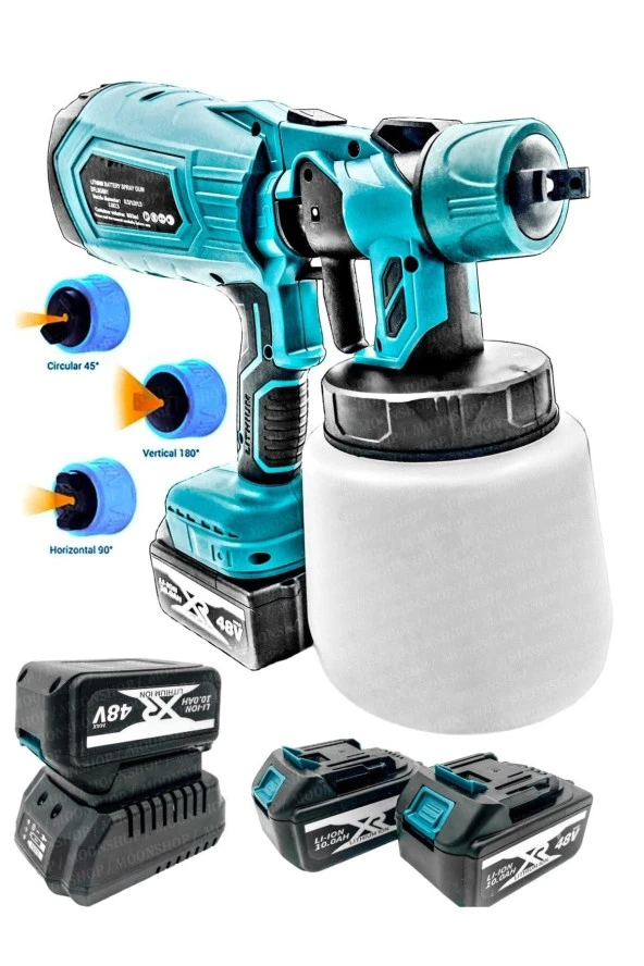 Moonshop 48V Çift Şarjlı Akülü Boya Tabancası Püskürtme Ilaçlama Makinası Her Yerde Kullanılır