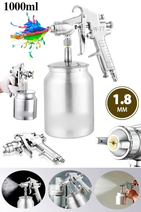 Moonshop Profesyonel Havalı Alttan Depolu Boya Tabancası 1 8 Mm Basınç Ayarlı Havalı Boya Tabancası ürün görseli