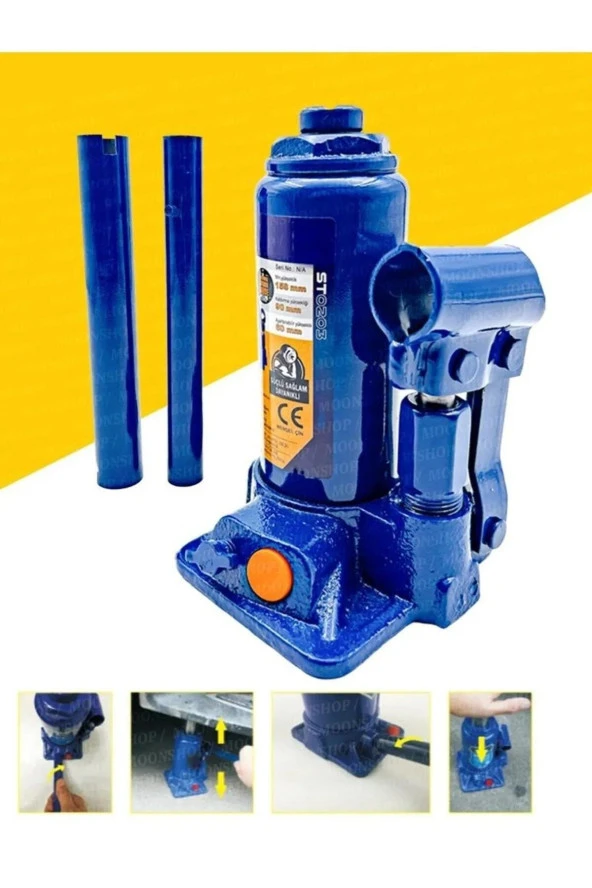 Moonshop Pro Seri Çelik Şase 5 Ton Şişe Krikosu Hidrolik Araba Karavan Oto Şişe Krikosu Tse Kontrollü Ürün. - 2