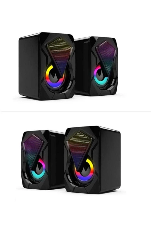 Moonshop Bilgisayar Hoparlörü Led Işıklı Rgb Laptop Pc Uyumlu 1 1 Speaker - 5