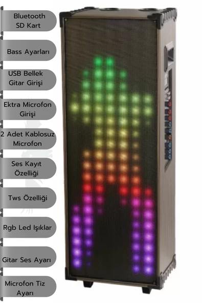 Hepu Hp-933 100W 2 Bluetooth Mikrofonlu Büyük Boy Parti Hoparlörü