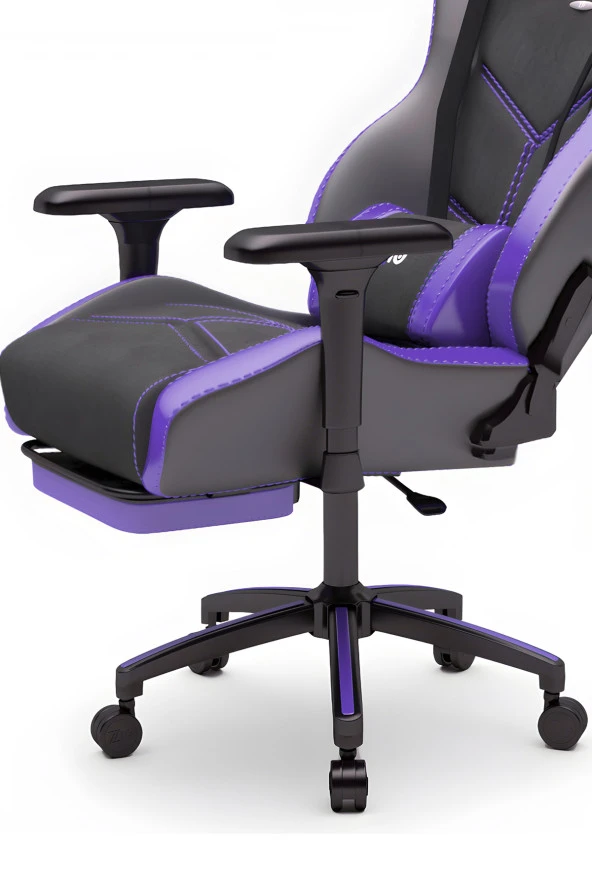 Zio Venom XL Profesyonel Oyuncu Koltuğu - Antrasit / Mor - Visco Oturak, 4D Kol, Ayak Uzatma - Resim 7