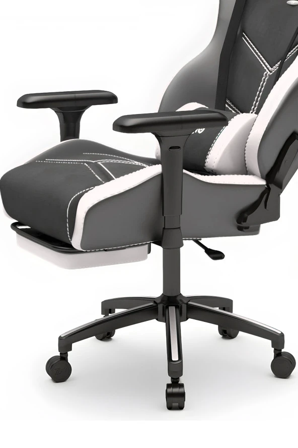 Zio Venom XL Profesyonel Oyuncu Koltuğu - Antrasit / Beyaz - Visco Oturak, 4D Kol, Ayak Uzatma - Resim 7