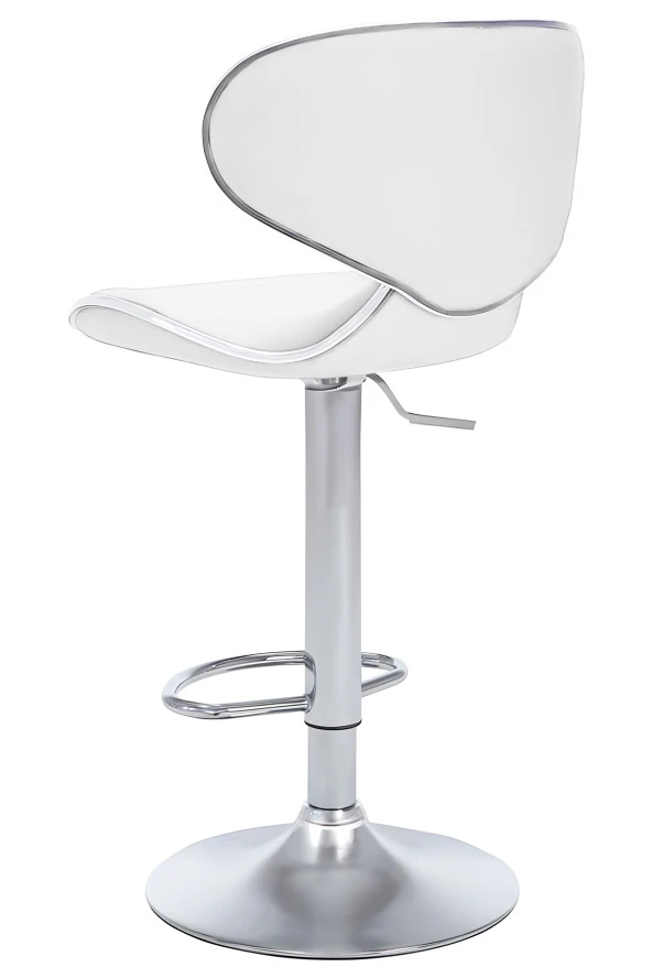 Bürocci Zen Bar Taburesi - Beyaz Modern Deri Metal Ayaklı Yüksek Tezgah Sandalyesi - 9549S0486 - 2