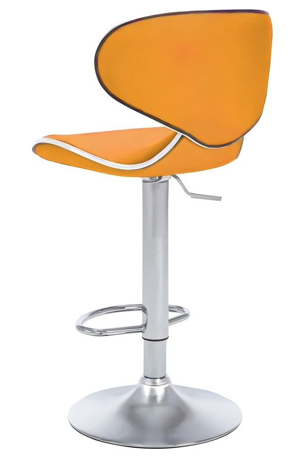 Bürocci Zen Bar Taburesi - Turuncu Modern Deri Metal Ayaklı Yüksek Tezgah Sandalyesi - 9549S0516 - 2