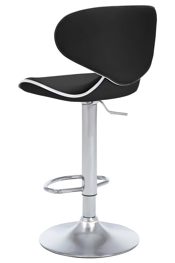 Bürocci Zen Bar Taburesi - Siyah Modern Deri Metal Ayaklı Yüksek Tezgah Sandalyesi - 9549S0481 - 2
