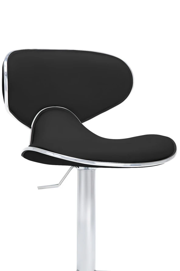 Bürocci Zen Bar Taburesi - Siyah Modern Deri Metal Ayaklı Yüksek Tezgah Sandalyesi - 9549S0481 - 3