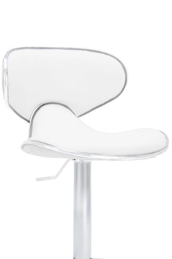 Bürocci Zen Bar Taburesi - Beyaz Modern Deri Metal Ayaklı Yüksek Tezgah Sandalyesi - 9549S0486 - 3