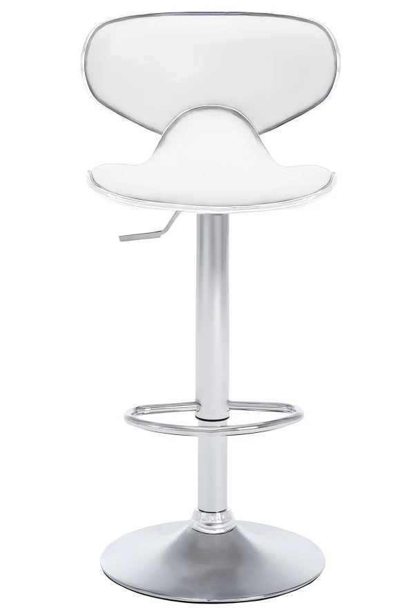 Bürocci Zen Bar Taburesi - Beyaz Modern Deri Metal Ayaklı Yüksek Tezgah Sandalyesi - 9549S0486 - 6