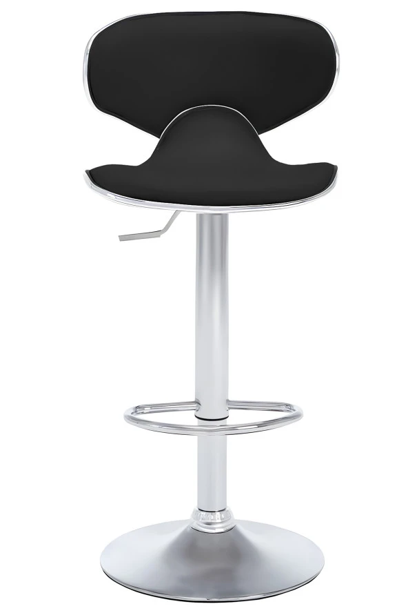 Bürocci Zen Bar Taburesi - Siyah Modern Deri Metal Ayaklı Yüksek Tezgah Sandalyesi - 9549S0481 - 6