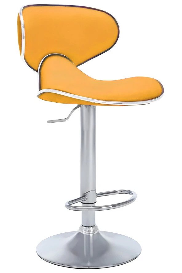 Bürocci Zen Bar Taburesi - Hardal Modern Deri Metal Ayaklı Yüksek Tezgah Sandalyesi - 9549S0492