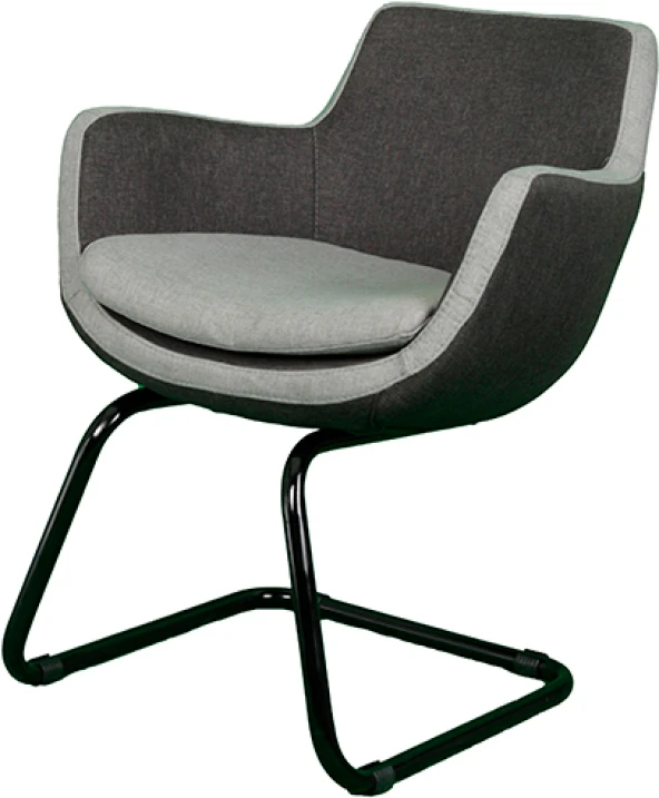 Bürocci Comfort Siyah Metal Ayaklı Misafir Koltuğu- İki Ton Gri Kumaş-2244J1110 - 3
