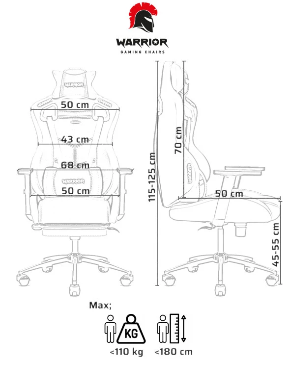 Warrior Adonis Oyuncu Koltuğu - Kırmızı & Jet Black- Ayak Uzatmalı Profesyonel Bilgisayar Sandalyesi 1566C0511 - 5