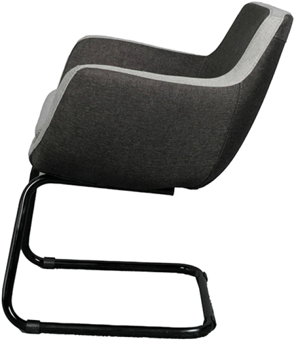 Bürocci Comfort Siyah Metal Ayaklı Misafir Koltuğu- İki Ton Gri Kumaş-2244J1110 - 4