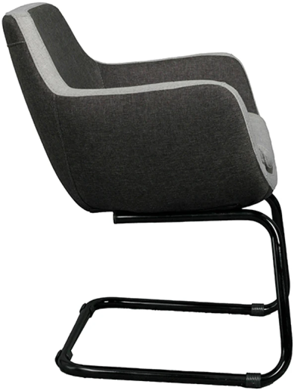 Bürocci Comfort Siyah Metal Ayaklı Misafir Koltuğu- İki Ton Gri Kumaş-2244J1110 - 8