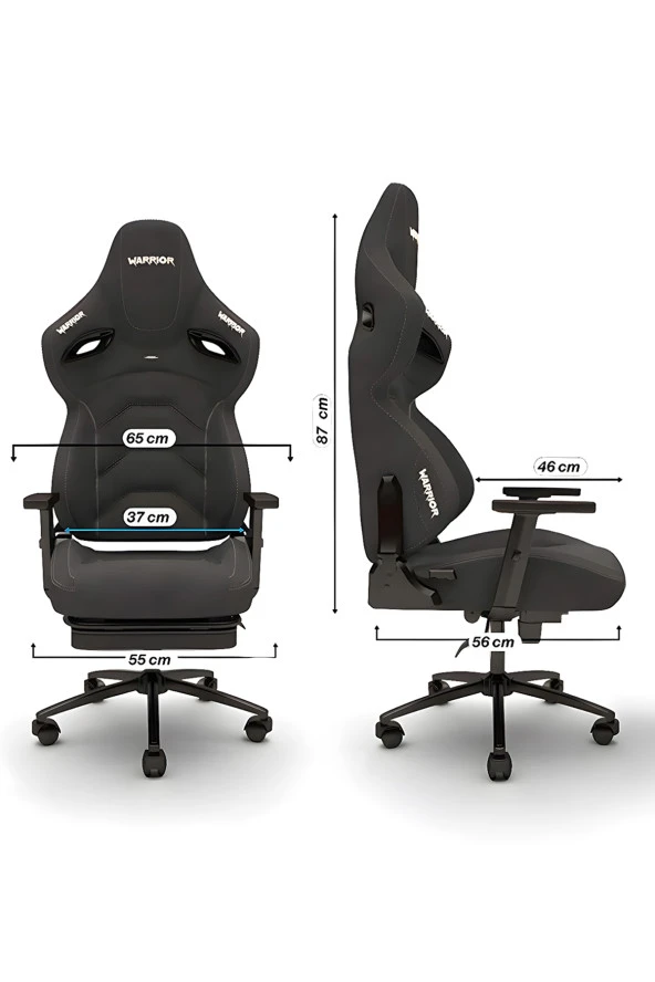 Warrior Kratos Oyuncu Koltuğu - Antrasit / Pembe - Ayak Uzatmalı Profesyonel Bilgisayar Sandalyesi - Resim 4