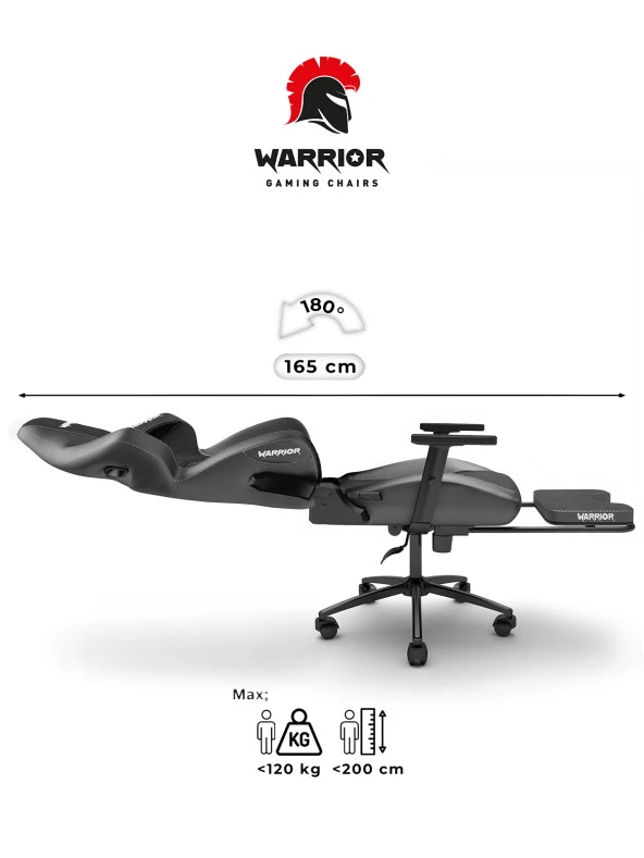 Warrior Kratos Oyuncu Koltuğu - Antrasit / Pembe - Ayak Uzatmalı Profesyonel Bilgisayar Sandalyesi - Resim 5