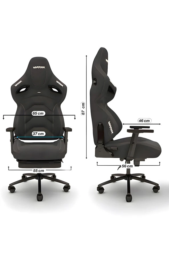 Warrior Kratos Oyuncu Koltuğu - Antrasit / Mor - Ayak Uzatmalı Profesyonel Bilgisayar Sandalyesi - Resim 4