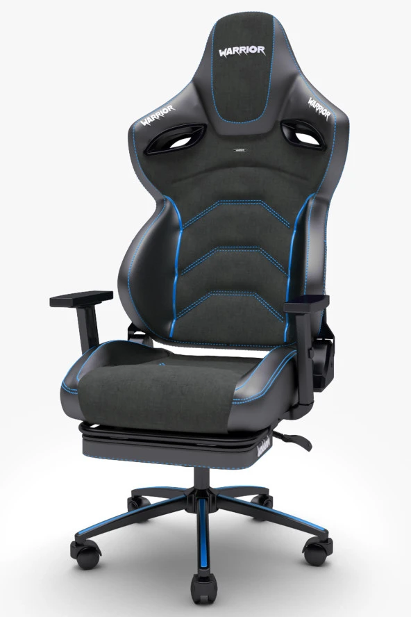 Warrior Kratos Oyuncu Koltuğu - Antrasit / Mavi - Ayak Uzatmalı Profesyonel Bilgisayar Sandalyesi - Resim 4