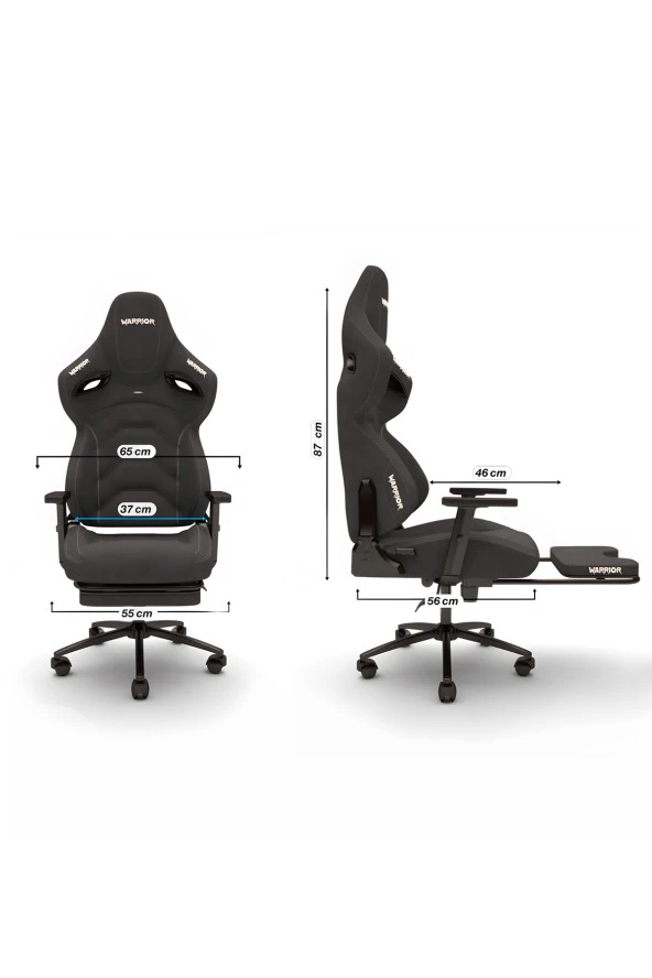 Warrior Kratos Oyuncu Koltuğu - Antrasit / Mavi - Ayak Uzatmalı Profesyonel Bilgisayar Sandalyesi - Resim 7