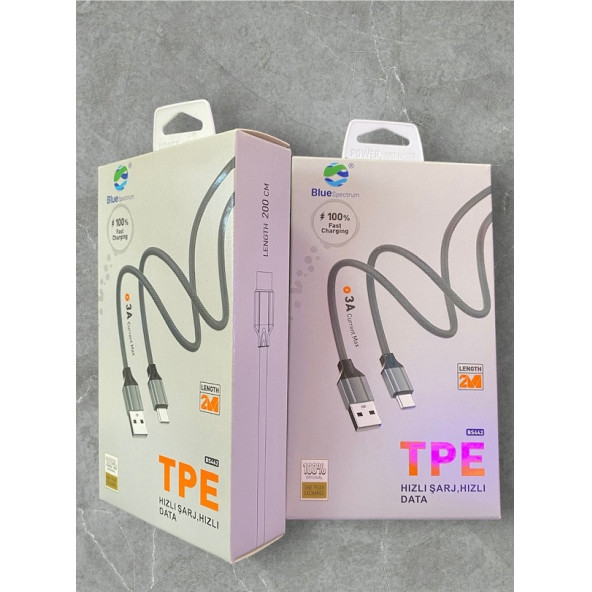 Blue Spectrum 3A 2 metre Micro Hızlı Şarj ve Data Kablosu