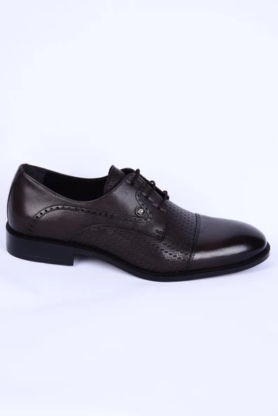 Pierre Cardin 8605 Deri Desenli Bağcıklı Rahat Taban Kahverengi Klasik Erkek Ayakkabı