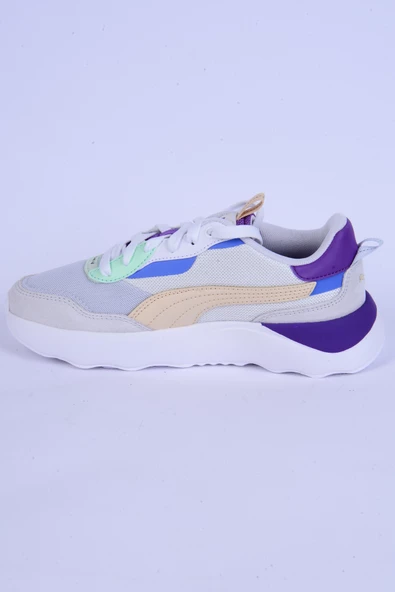 Puma 392324-11 Runtamed Platform Fileli Deri Detaylı Ortopedik Taban Bağcıklı Hafif Esnek Beyaz-Mor Günlük Kadın Spor Ayakkabı - 3