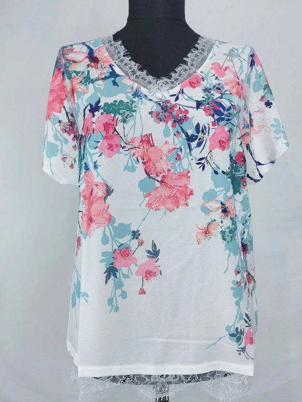 035 Çiçek Desenli Bluz - 2