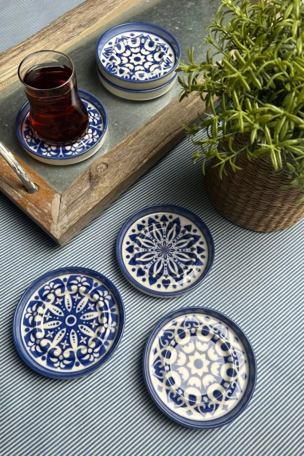 TABAK EVİ Stoneware Mozaik Blue Sefa 6 lı Çay Tabağı 10cm - 3