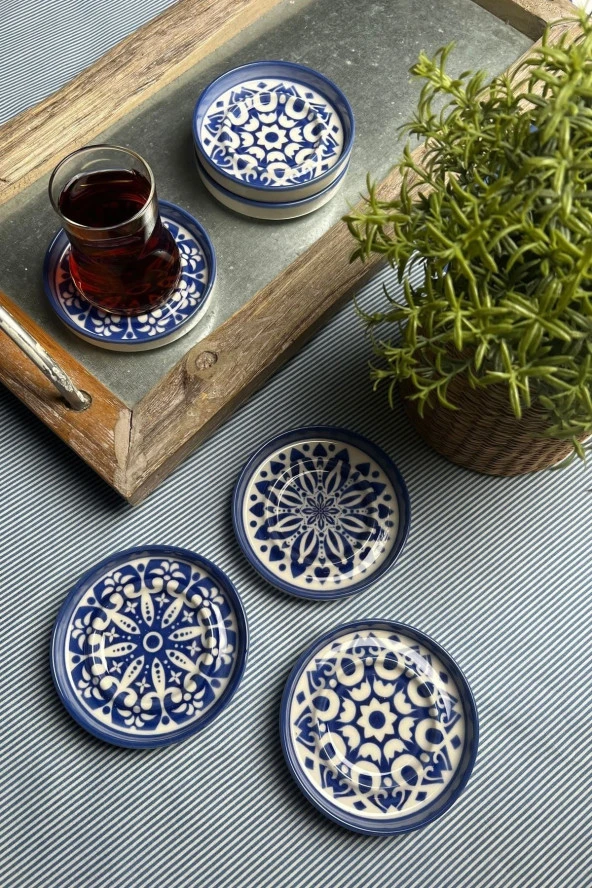 TABAK EVİ Stoneware Mozaik Blue Sefa 6 lı Çay Tabağı 10cm - 5